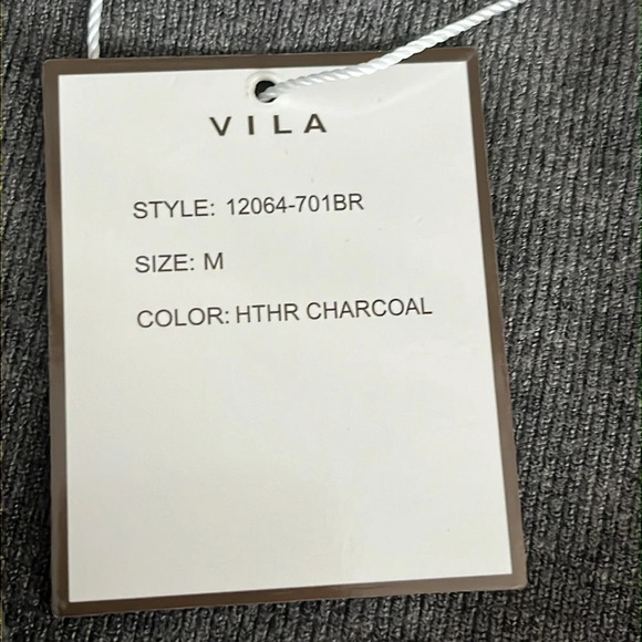 Vila Zip Front Mock Neck Studded Cardigan Sweater Heather Charcoal - NEW - Med. - Picture 6 of 7